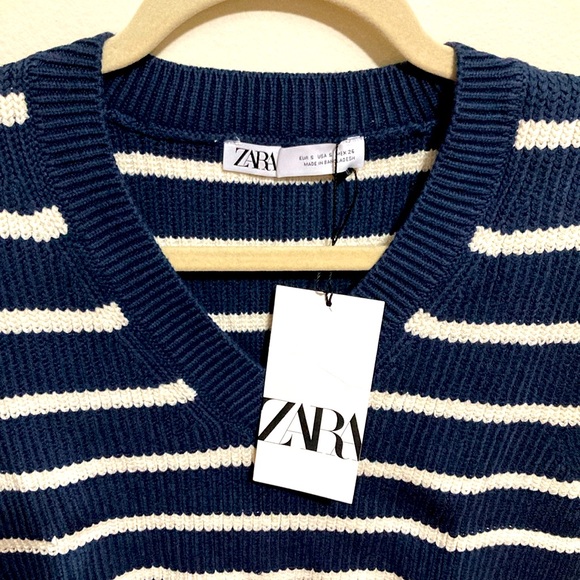 ZARA STRIPES SLEEVELESS KNIT CROPPED TOP SMALL - Picture 3 of 3